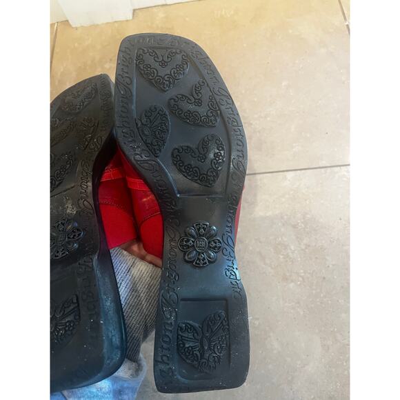 Brighton Leather Slide Sandal Women 8 Y2K Chunky Grunge Preppy Art to Wear Red - Picture 10 of 10